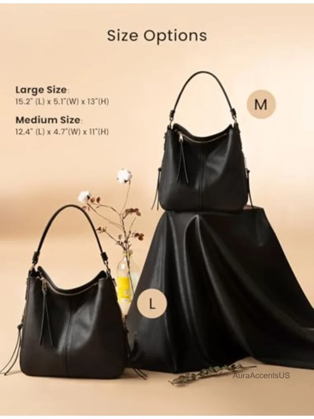 Hobo Crossbody Bag for Women, Faux Leather Shoulder Purse, Large Capacity